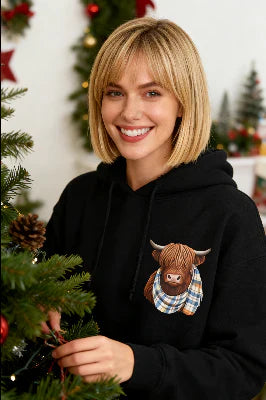 Cute Highland Cow Hoodie – Cozy Fleece-Lined Animal Graphic Sweatshirt