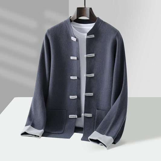 Cashmere-Feel Cardigan – Toggle Button Knit Jacket for Men | Warm & Soft