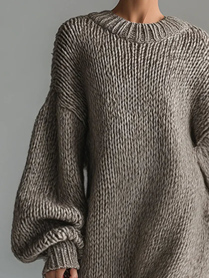 Elegant Knit Maxi Dress – Oversized Ribbed Sweater Dress for Warm Winter Style
