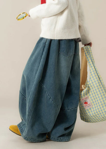 Patchwork Denim Harem Pants – Casual Oversized Navy Spring Jeans