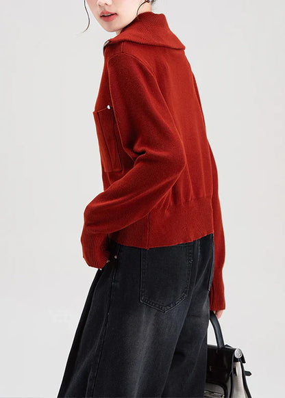 Scarlet Zip-Up Collared Knit Cardigan