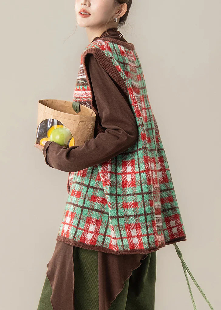 Green Patchwork Knit Waistcoat