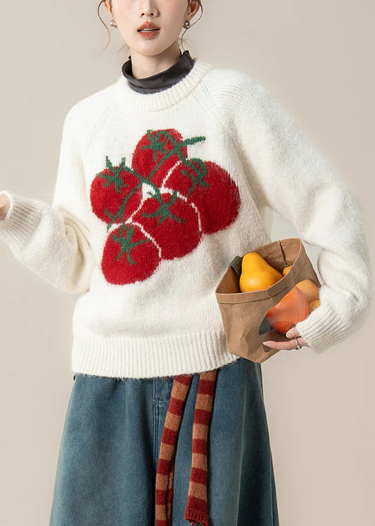 Tomato Print Knit Sweater