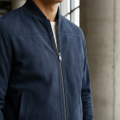 Classic Bomber Jacket – Suede-Style Zip-Up Outerwear for Men | Lightweight