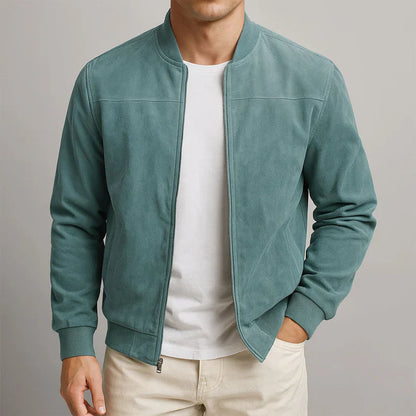 Classic Bomber Jacket – Suede-Style Zip-Up Outerwear for Men | Lightweight